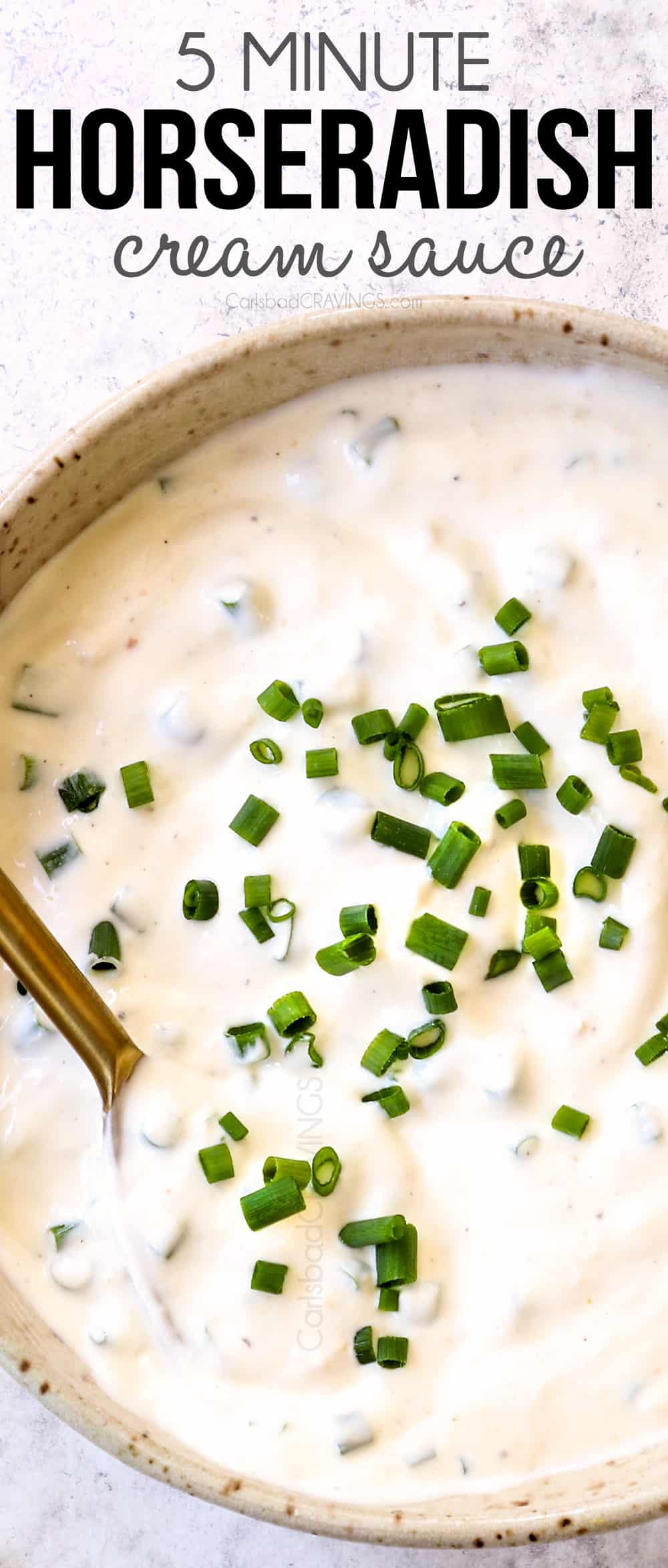 top view of horseradish sauce showing how creamy it is