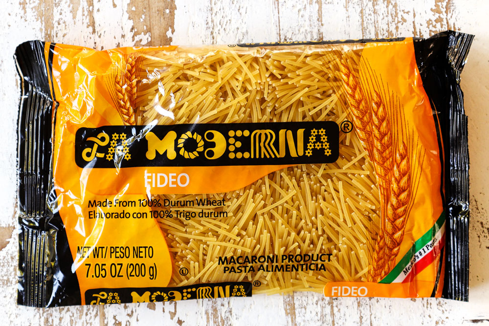 showing what fideo pasta looks like in a package