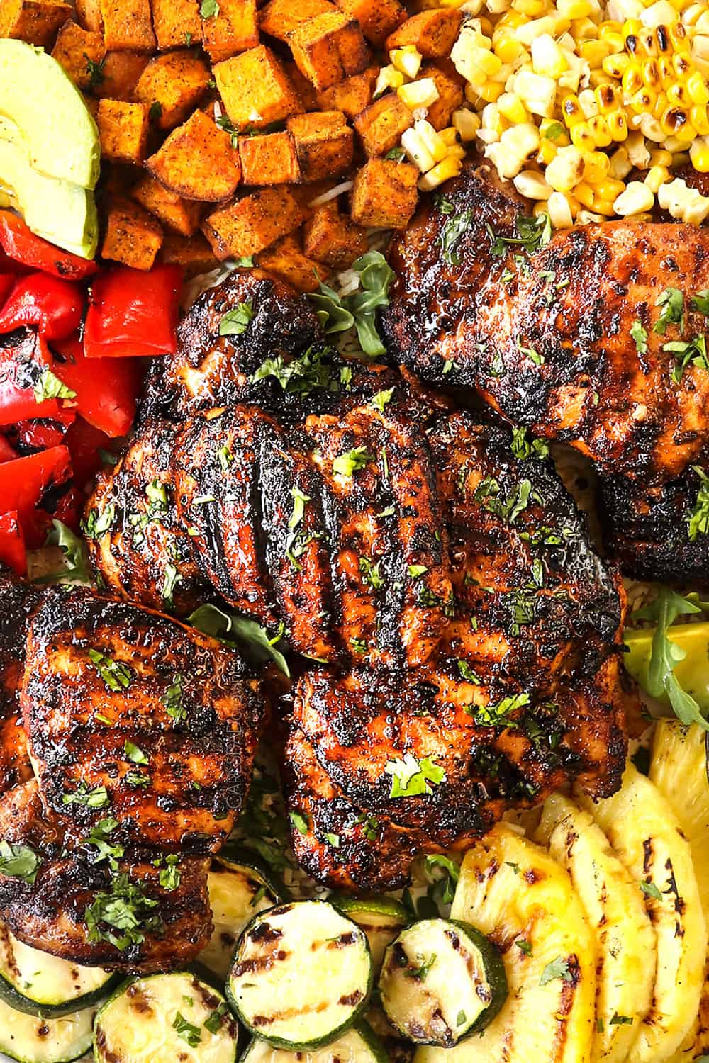 showing how to serve harissa chicken recipe on a platter