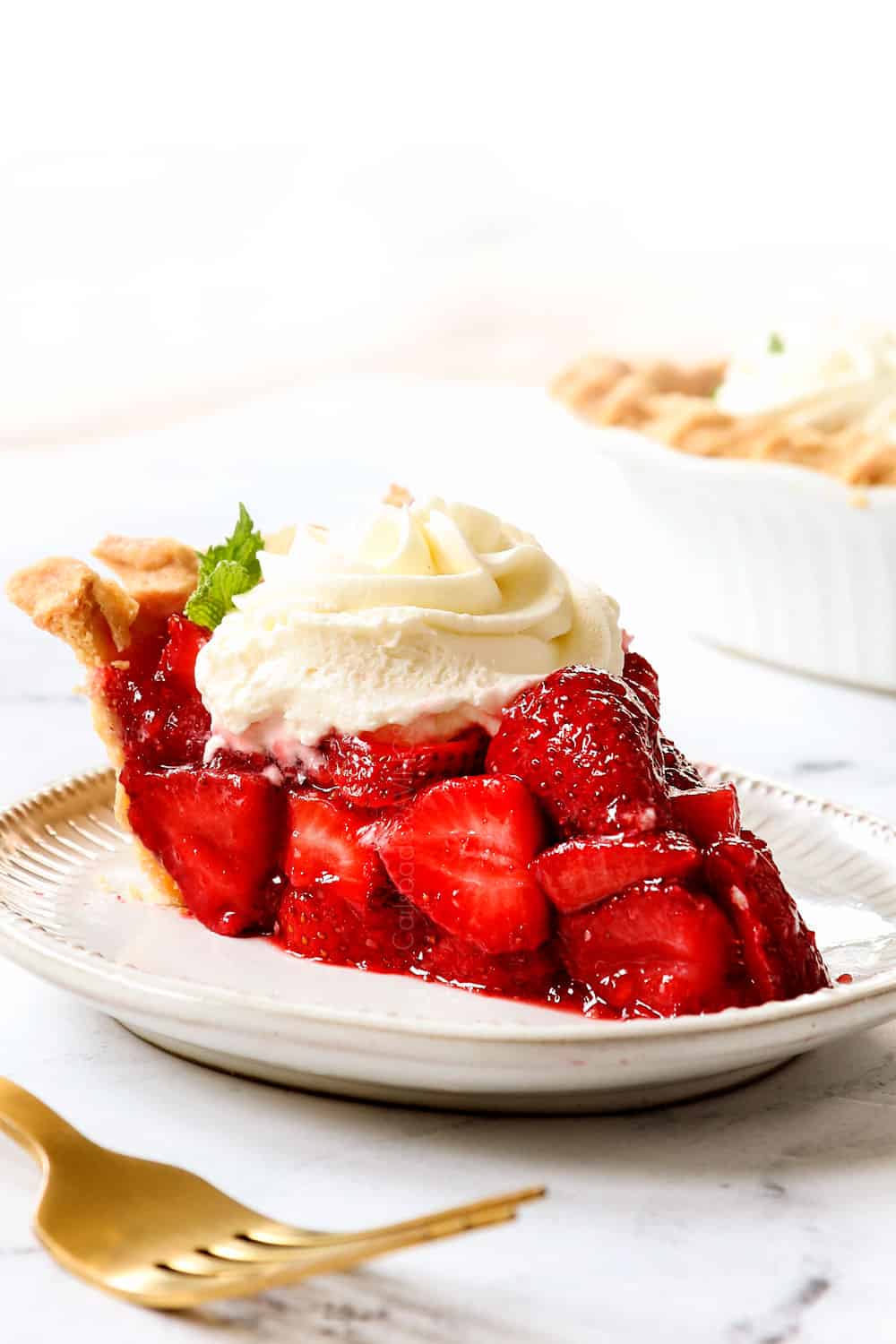 a slice of strawberry pie recipe on a plate