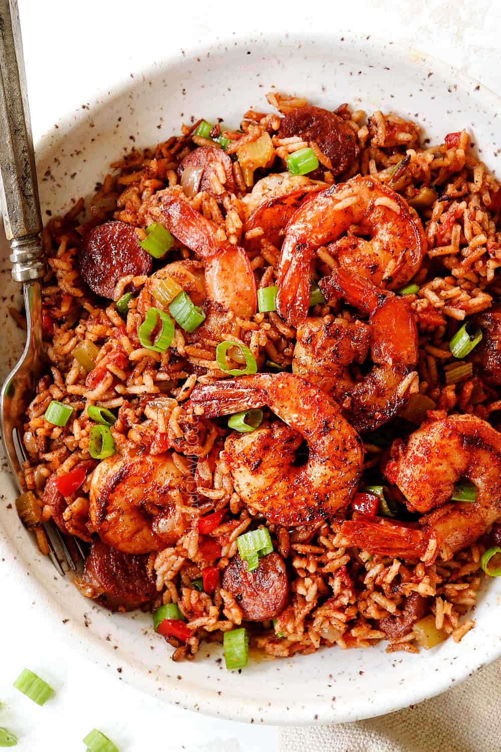 a bowl of Cajun shrimp and rice
