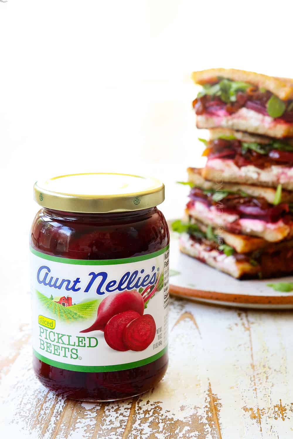 showing how to make grilled cheese sandwiches by opening beets