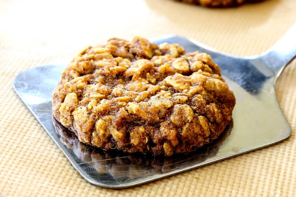 showing how to make pumpkin oatmeal cookies by baking cookies on silicone baking mats
