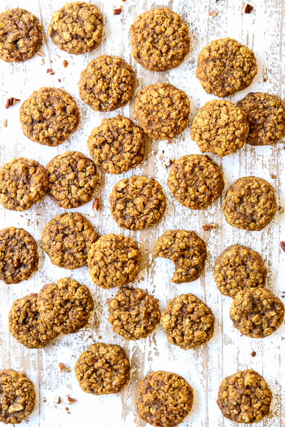 top view of pumpkin oatmeal cookies showing how soft and chewy they are