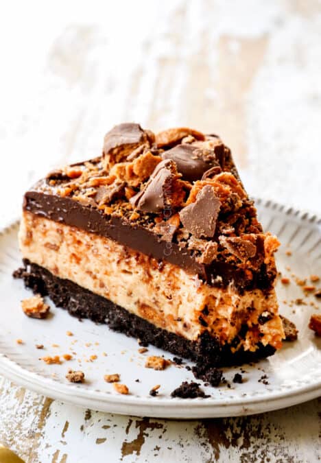 a slice of Butterfinger pie with a bite taken out of it inger