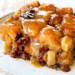 a slice of bread pudding recipe with caramel sauce