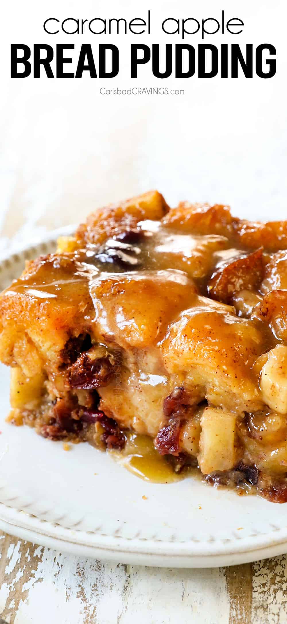 a slice of bread pudding recipe with caramel sauce