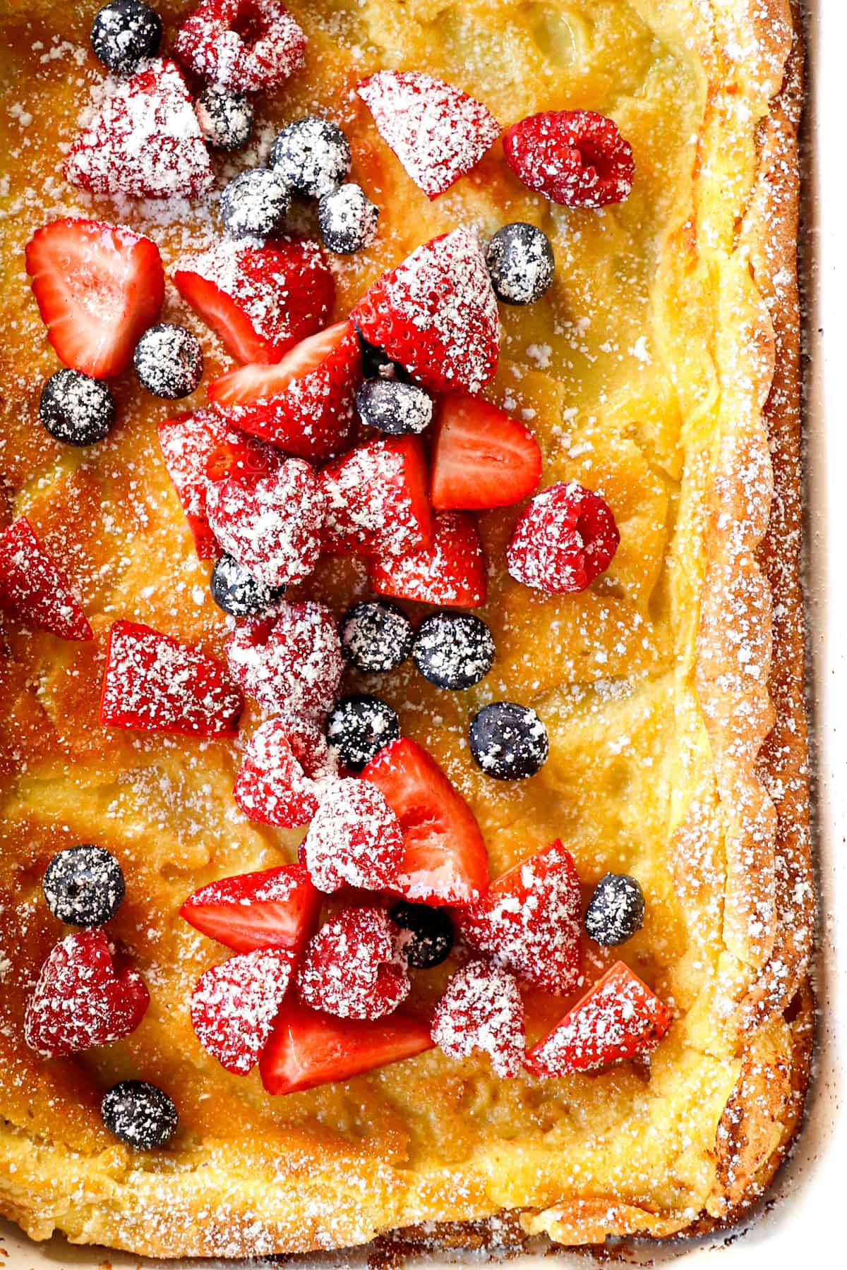 top view of German pancakes showing how puffy and golden the edges are