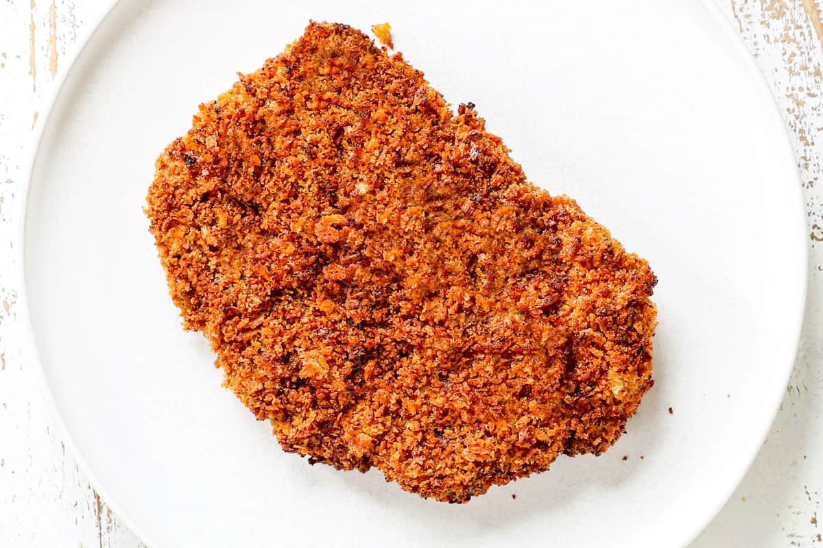 showing how to air fry chicken fried steak until crispy