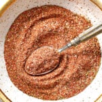 top view of mixing steak seasoning recipe together in a bowl
