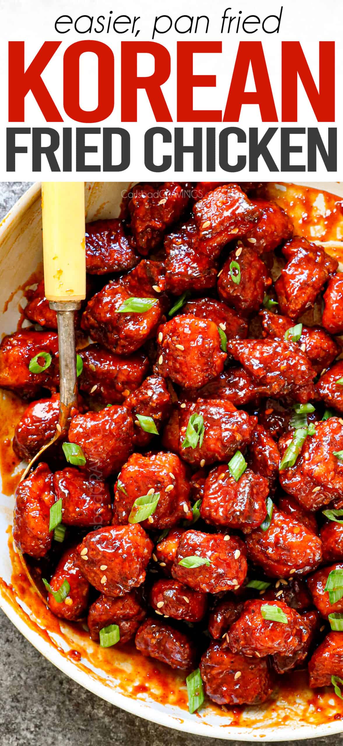 Korean fried chicken (yangnyeom) tossed in a sweet and spicy gochujang sauce