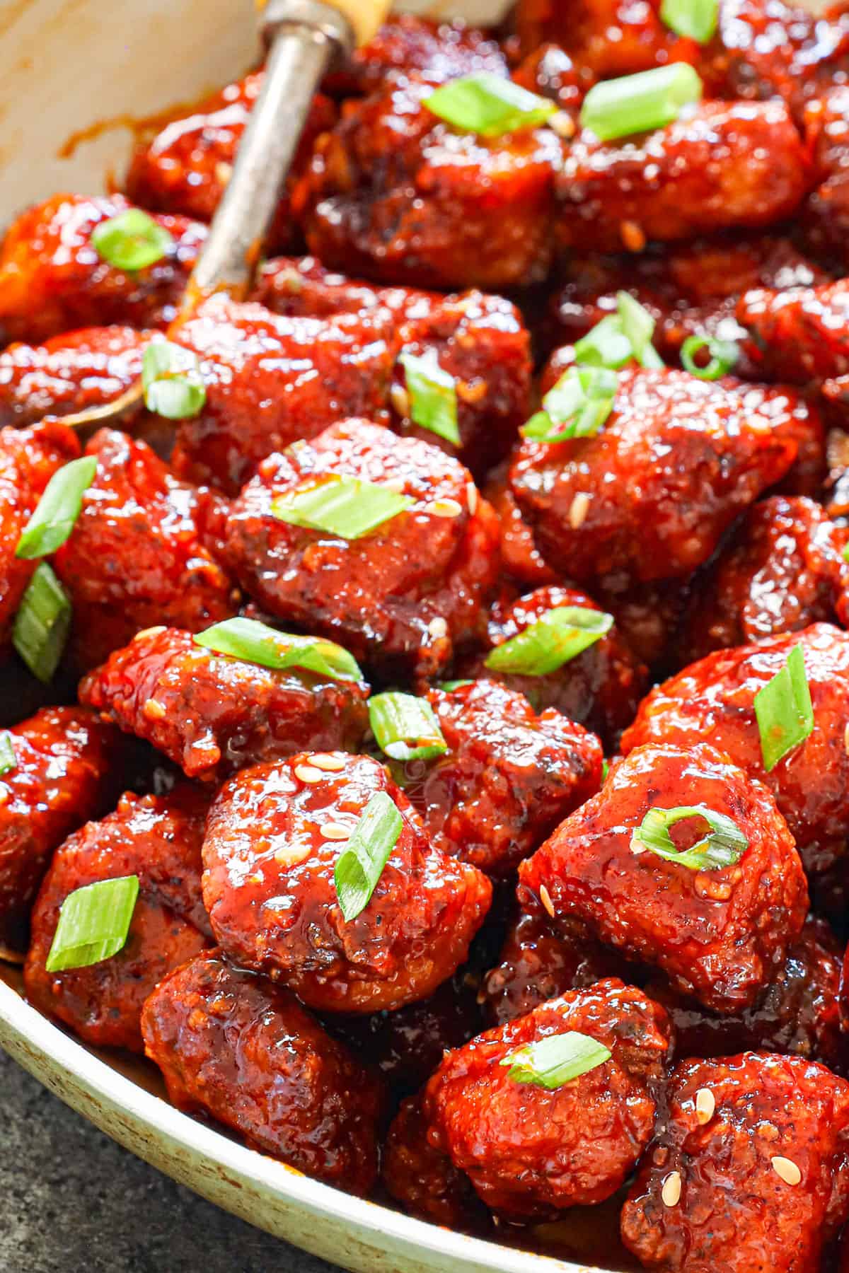 up close of Korean Fried Chicken recipe showing how crispy the chicken is