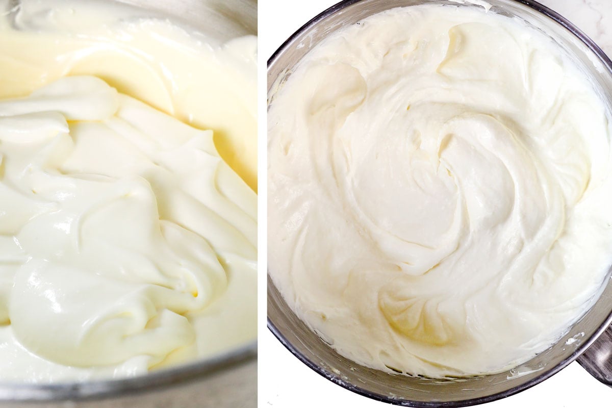 showing how to make Chantilly cake by combining whipped cream with cream cheese and mascarpone