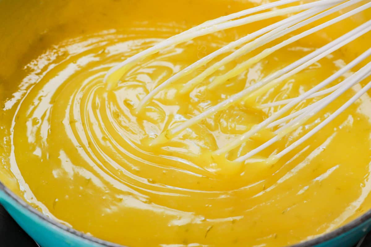 showing how to make Key lime pie by cooking filling until thickened
