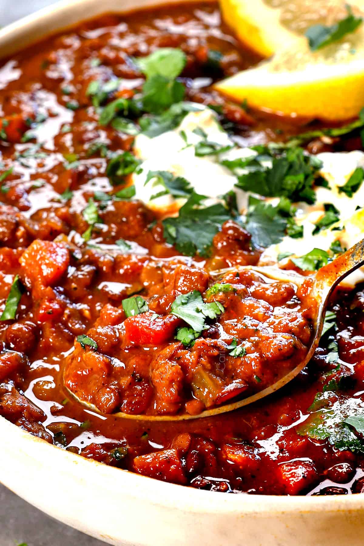 a spoonful of curry lentil soup