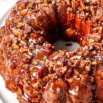 showing how to make monkey bread by cooling before inverting the bread onto a platter
