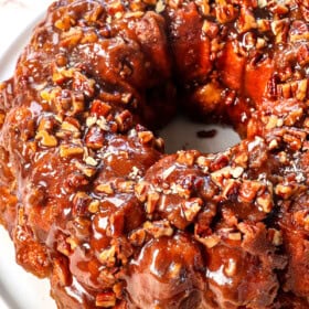 showing how to make monkey bread by cooling before inverting the bread onto a platter
