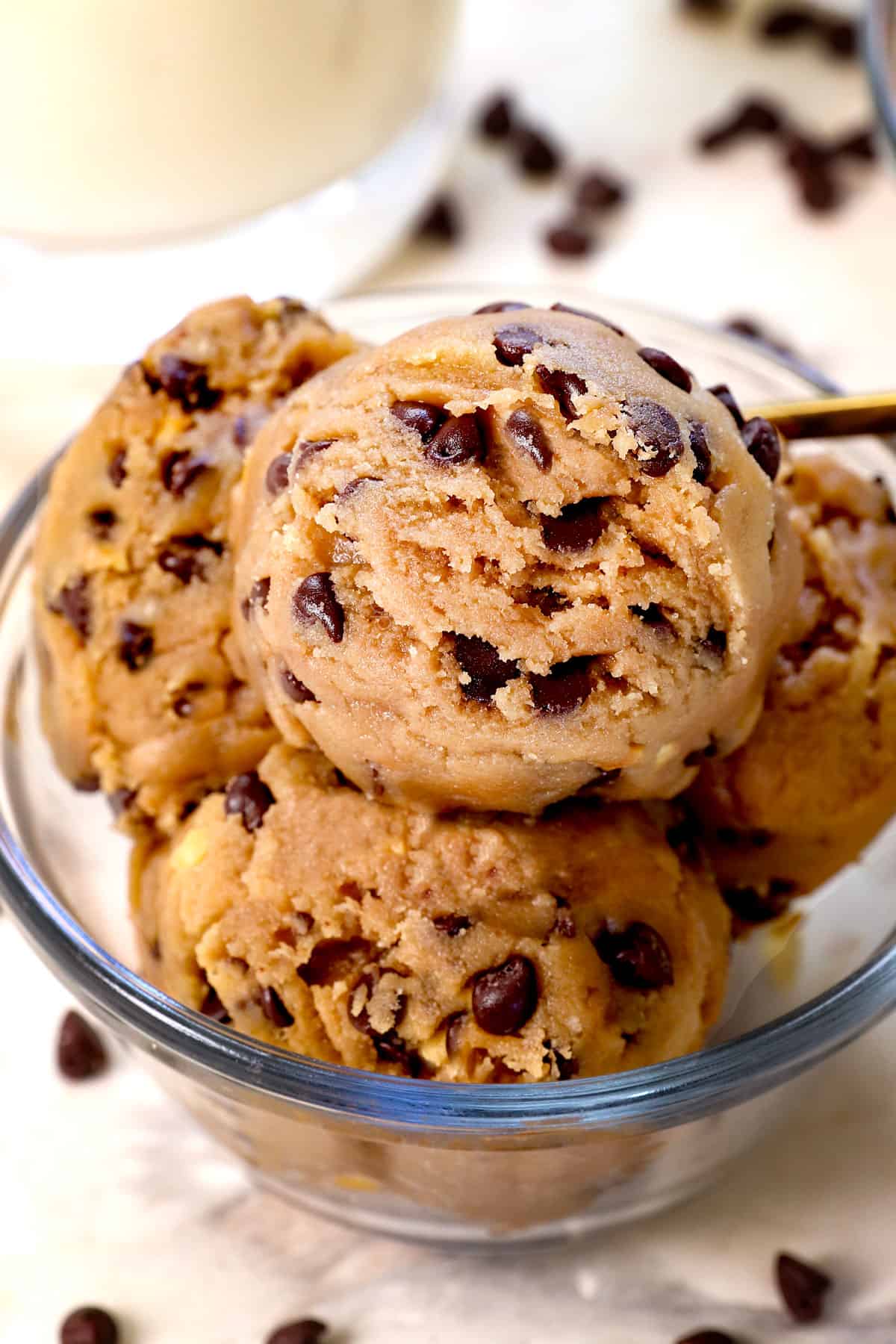 edible cookie dough being served in a bowl