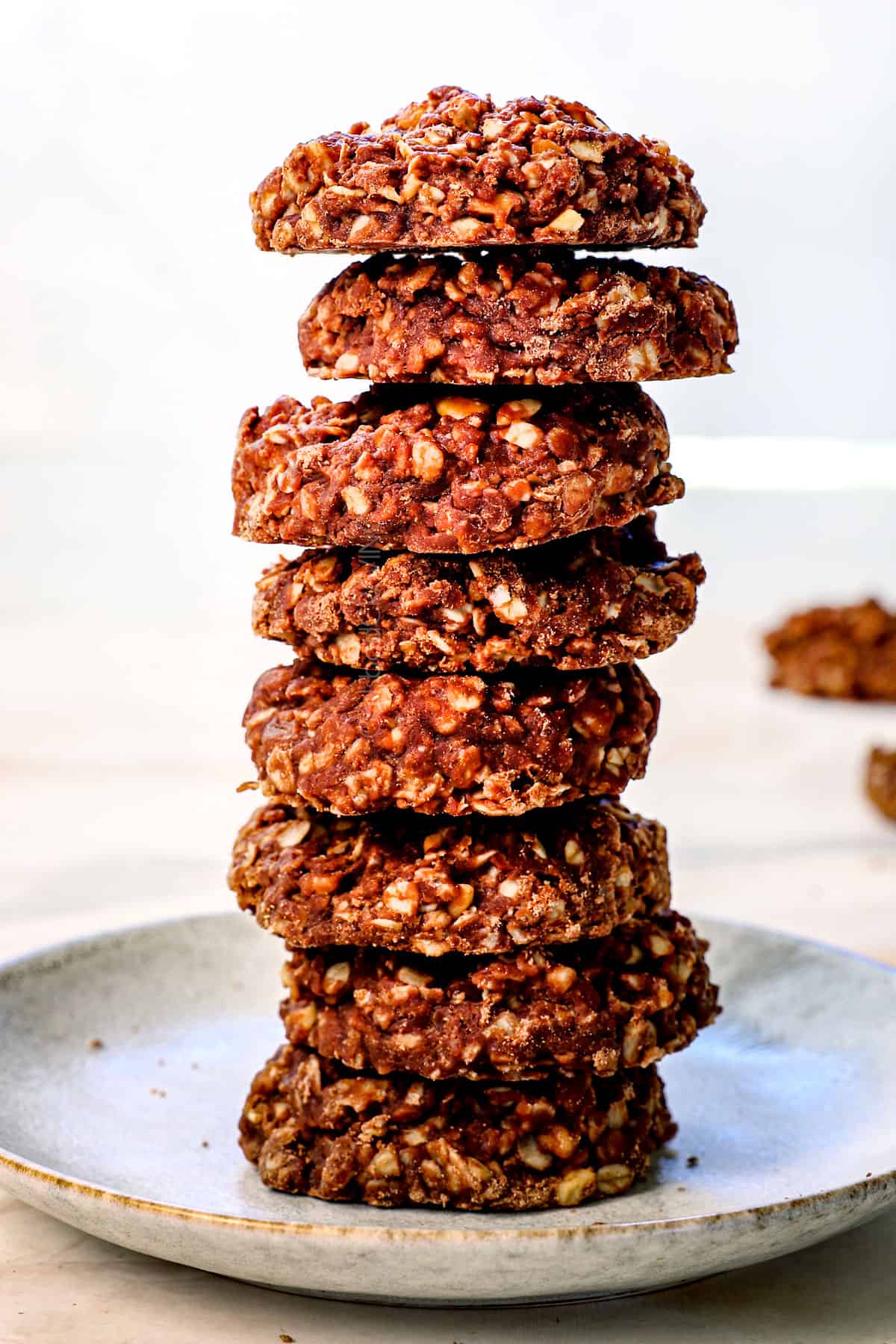 no bake cookie recipe stacked on a plate