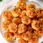 serving mac and cheese bites on a platter